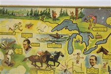 Gunther Beer Map of Sports Records Including Bobby Jones & Walter Hagen