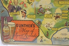 Gunther Beer Map of Sports Records Including Bobby Jones & Walter Hagen