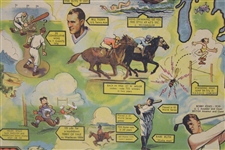 Gunther Beer Map of Sports Records Including Bobby Jones & Walter Hagen