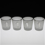Set of Four (4) Sterling on Frosted Glass Cocktail Tumblers