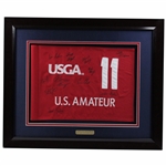 Scheffler, Morikawa, Zalatoris & Walker Cup Team Signed 2017 US Amateur Flag #11 - Framed