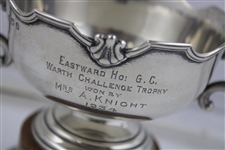 1934 Eastward Ho! Golf Club Warth Challenge Sterling Silver Trophy With Wooden Base