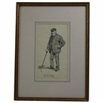 c.1900's Old Tom Morris Original Ink On Paper 'The Famous Golfer' Signed by Artist Matt - Framed