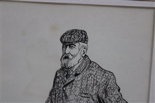 c.1900's Old Tom Morris Original Ink On Paper 'The Famous Golfer' Signed by Artist Matt - Framed