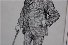 c.1900's Old Tom Morris Original Ink On Paper 'The Famous Golfer' Signed by Artist Matt - Framed