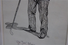 c.1900's Old Tom Morris Original Ink On Paper 'The Famous Golfer' Signed by Artist Matt - Framed