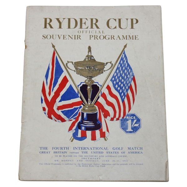 1933 Ryder Cup at Southport & Ainsdale Course Official Souvenir Program