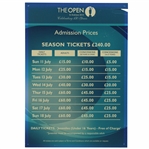 2010 Open Championship At St. Andrews Admissions Price Board/Ad
