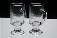 Two (2) Augusta National Golf Club Glass 'Clubhouse' Logo Pedestal Coffee Mugs