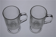 Two (2) Augusta National Golf Club Glass 'Clubhouse' Logo Pedestal Coffee Mugs