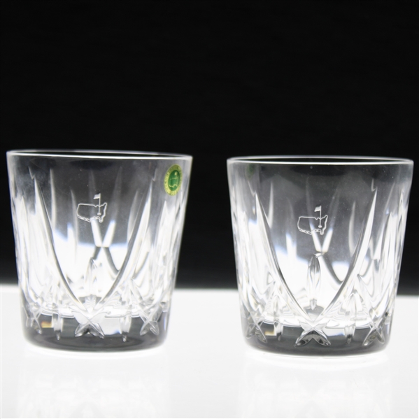 Two (2) Augusta National Golf Club Glass Masters Logo Rocks Glasses - Handmade in Ireland