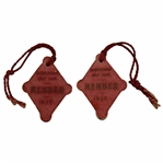 Two (2) 1935 Worplesdon Golf Club Member Badges with Original Strings