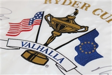 Captains Azinger & Faldo Signed 2008 Ryder Cup at Valhalla Embroidered Flag Beckett #BL67118