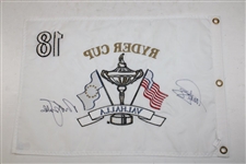 Captains Azinger & Faldo Signed 2008 Ryder Cup at Valhalla Embroidered Flag Beckett #BL67118