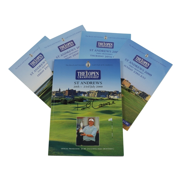 Paul Lawrie Signed 2000 OPEN Championship at St. Andrews Program with Draw Sheet JSA ALOA