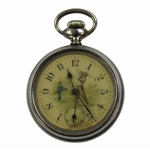 Early 1900S Pocket Watch With Golfer And Caddy