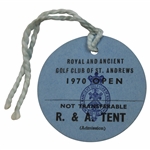 1970 The OPEN Championship St. Andrews R&A Tent Badge - Jack Nicklaus Win