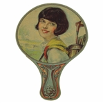 1900s Advertising Fan With Beautiful Golf Girl Graphic - Oversize