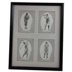Four (4) Bobby Jones Anthony Ravielli Cards - Framed