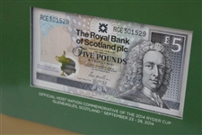 2014 Ryder Cup 5 Pound Note Display - Framed