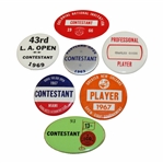 Seven (7) Charles Coody PGA Tournament Contestant Badges From The 1960s