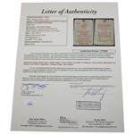 1934 Masters Series Badge Signed by Champ Horton, Bobby Jones - Pinnacle of Golf Tickets