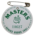 1961 Masters Tournament SERIES Badge #10627 - Gary Player Winner