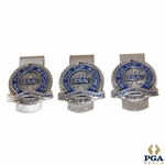 Three (3) 1979 PGA Cup Matches at Castletown Golf Links (Isle of Man) Sterling Clips/Badges