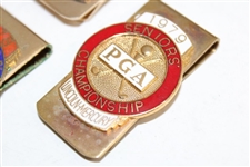 Two (2) 1978 & Two (2) 1979 PGA Seniors' Championship Clips/Badges
