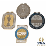 1971 PGA Seniors Contestant Clip/Badge w/Three (3) PGA Seniors Clip/Badges