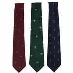 Three (3) Golf Neck Ties - C And Club,GSV, Crown And Clubs(Red/Green/Navy)