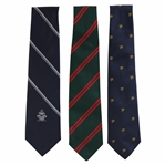 Three (3) Golf Neck Ties - Royal Ottawa 1891-1991, Green w/Red, & Crown (Navy/Green/Navy)