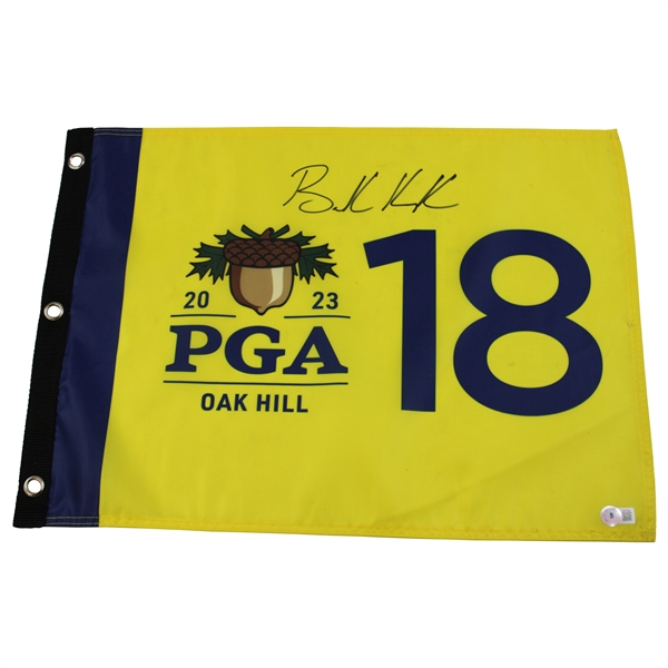 Brooks Koepka Signed 2023 PGA Championship at Oak Hill CC Screen Flag Beckett #BL67020