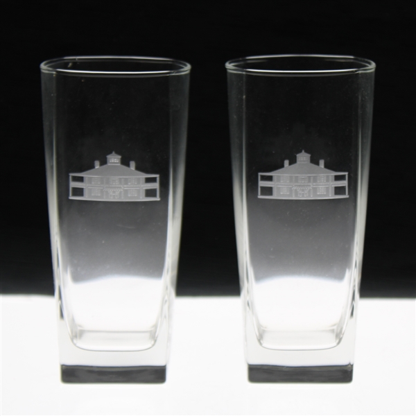 Two (2) Augusta National Golf Club Glass Clubhouse Logo Drinking Glasses