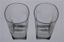 Two (2) Augusta National Golf Club Glass 'Clubhouse' Logo Drinking Glasses
