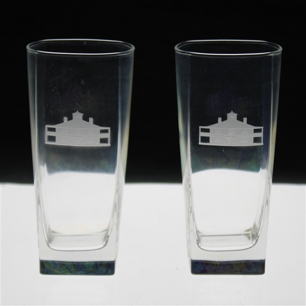 Two (2) Augusta National Golf Club Glass Clubhouse Logo Drinking Glasses