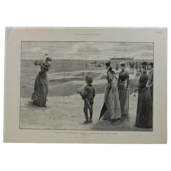 1890 The Illustrated News Double Page Golfing Scene