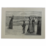 1890 The Illustrated News Double Page Golfing Scene