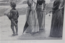1890 The Illustrated News Double Page Golfing Scene