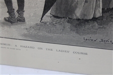 1890 The Illustrated News Double Page Golfing Scene