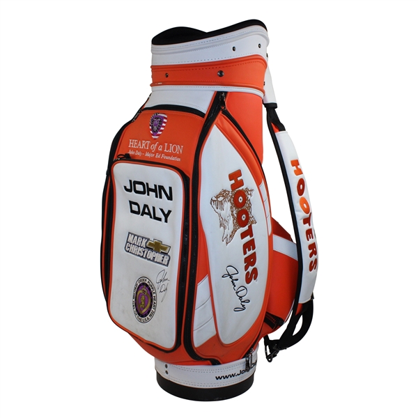 John Daly Signed Personal Tournament Used Signature Logo Full Size Hooters Golf Bag JSA ALOA