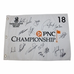 Tiger, Trevino, Sorenstam & others Signed PNC Championship Embroidered Flag JSA ALOA