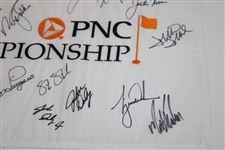 Tiger, Trevino, Sorenstam & others Signed PNC Championship Embroidered Flag JSA ALOA