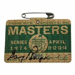 Gary Player Signed 1974 Masters Tournament SERIES Badge #7906 JSA ALOA