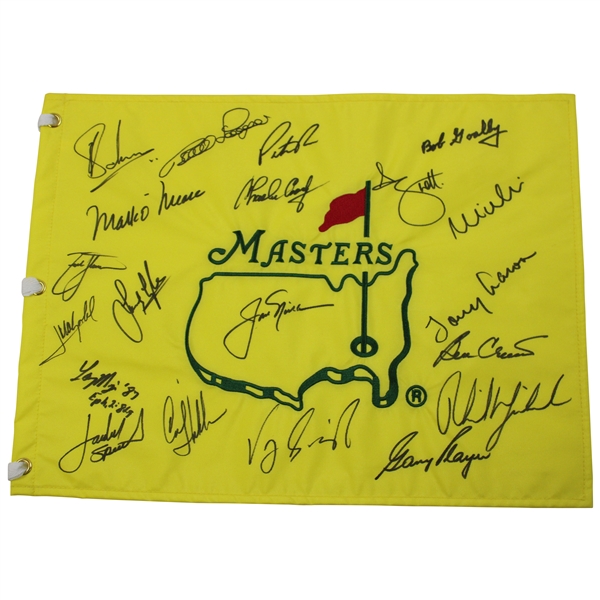 Masters CHAMPS Flag Signed by 20 w/Jack Center Logo JSA ALOA