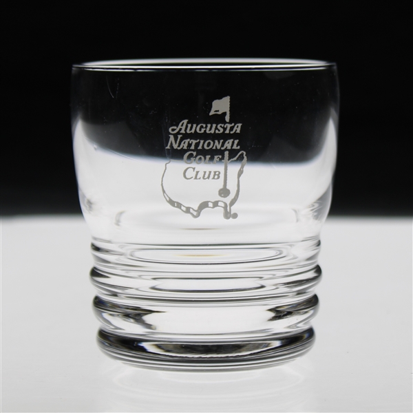 Augusta National Golf Club Logo Ribbed Low Ball Glass