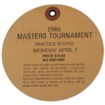 Nicklaus & Player Signed 1986 Masters Monday Ticket #03302 JSA ALOA