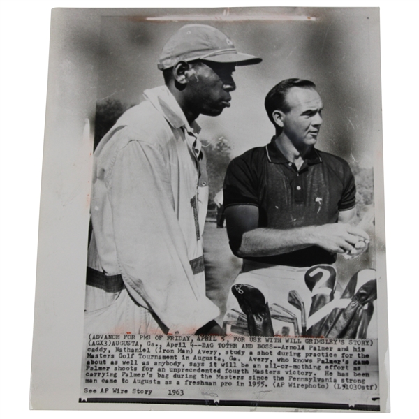 Arnold Palmer & Caddie Nathaniel Avery 1963 Masters Tournament Practice Round Photo