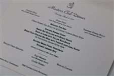 2001 Masters Champions Club Dinner Menu as Chosen by 2000 Winner Vijay Singh