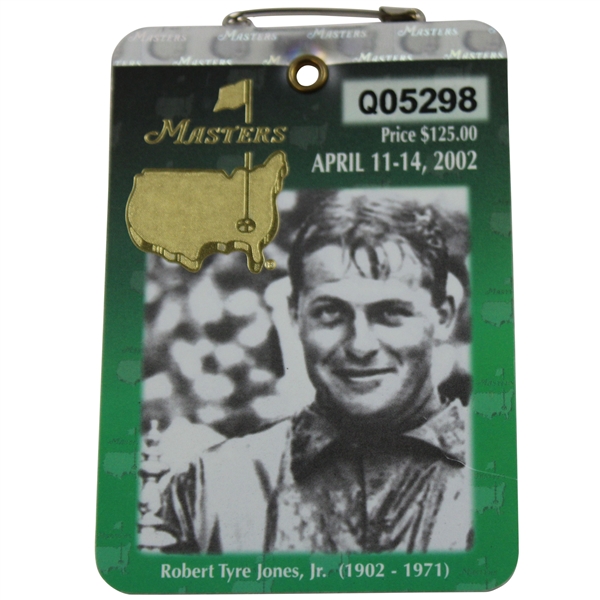 2002 Masters Tournament SERIES Badge #Q05298 - Tiger Woods 3rd Masters Win